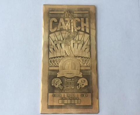 SAN FRANCISCO 49ERS BRONZE TICKET THE CATCH DWIGHT CLARK FAREWELL CANDLESTICK Cover