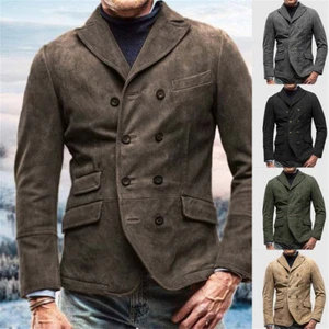 Chaqueta Abrigo Para Hombre Vintage Ajustado Informal Manga Larga Botón Bombardero Chaquetas - Imagen 1 de 12