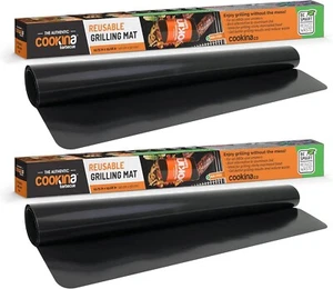 (2) BBQ Wiederverwendbare Matte - 100% Antihaft, Leicht zu reinigen Grillfolie für Raucher, - Bild 1 von 11
