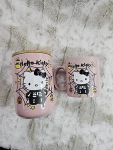 Hello Kitty Halloween Esqueleto Telaraña Rosa Taza y Bote Tarro Set Sanrio NUEVO  - Imagen 1 de 4