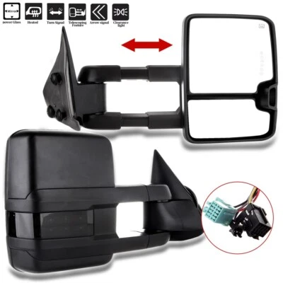 Pair Power Smoke LED Signal Heated Towing Mirrors For Chevy Silverado 2003-2007 - Image 1 of 4