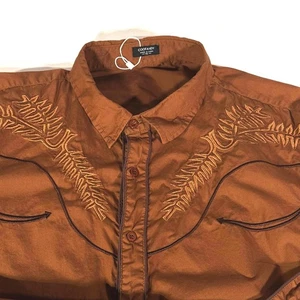 Camicia western COOFANDY nuova senza etichetta uomo XL ricamata manica lunga rodeo bar bottone - Foto 1 di 9