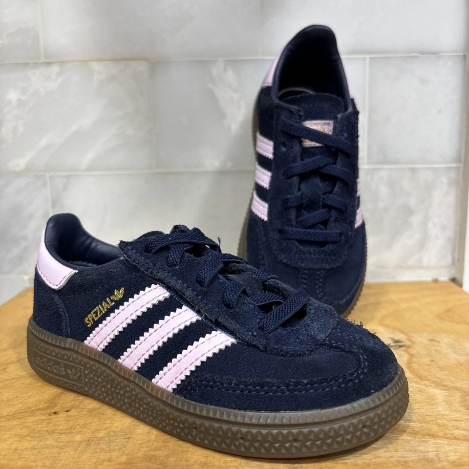 Toddler Adidas Original Handball Spezial Pink / Blue / Gum Sole Kids Size 8k - Image 1 of 4