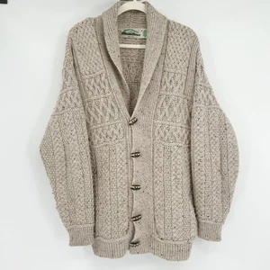 Aran Crafts Ireland Herren Merinowolle Zopfmuster Fischer Strickjacke Pullover XL - Bild 1 von 9