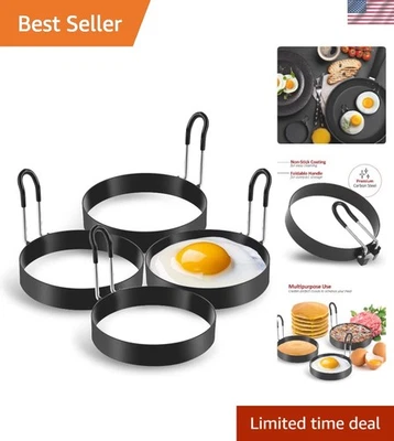 鸡蛋戒指,4 包不锈钢鸡蛋烹饪戒指,煎饼模具用于煎炸... — 第 1/4 张图片