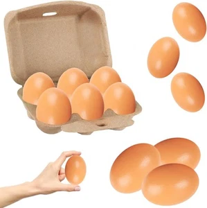 Wooden Fake Eggs, Life Size Brown Eggs Perfect for Easter Crafts, 6-Pack - Picture 1 of 8