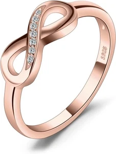 JewelryPalace Infinity Forever Love Knot Promise Ring for her, 14K Gold Plated - Picture 1 of 4