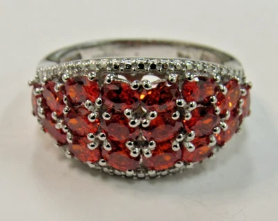 Anillo de plata de ley 925 con zafiro naranja 14K YG y platino talla 7 HH856 Foto 1 de 3