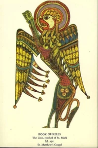 Vintage Postcard, Book of Kells, Lion, Symbol of St. Mark, Painting, Art, unused - Picture 1 of 2