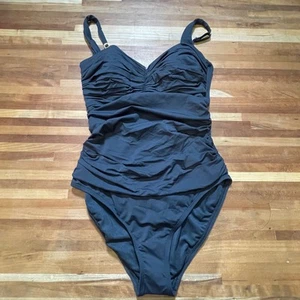 Bleu Rod Beattie Kore Shirred Underwire One-Piece Swimsuit black US 10 - Picture 1 of 11