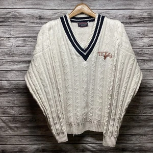 Vintage UT Texas Longhorns Sweater Men Large White NUTMEG NCAA Football 90s Rare - Picture 1 of 9