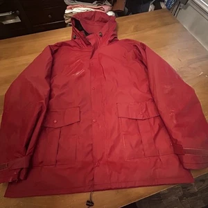 LL Bean Jacket Mens Large T Red Maine Guide Parka Waterproof PVC Thinsulate Coat - Picture 1 of 17