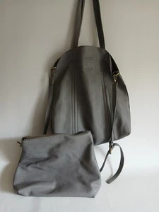 Handtasche Damen Antik Kraft grau Sachel inklusive Kosmetiktasche - Bild 1 von 13