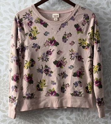Sudadera Pullover Mossimo Para Mujer M Rosa Floral Estampado Aguja Cuello Redondo Foto 1 de 4