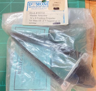 RC Powered Glider Folding Propeller Master Airscrew 12x8 For 3:1 Gear Drive - Image 1 of 3