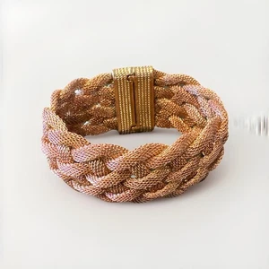 Vintage Heavy Braided Copper Strand Bracelet Magnetic Clasp Excellent Condition - Picture 1 of 8
