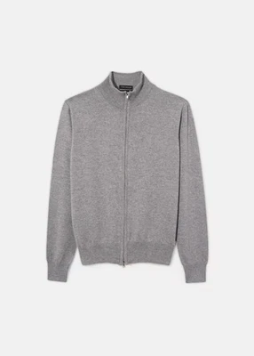 1st American Cárdigan Cremallera Todo Suéter En 100% Cachemir de Hombre Manga - Imagen 1 de 4