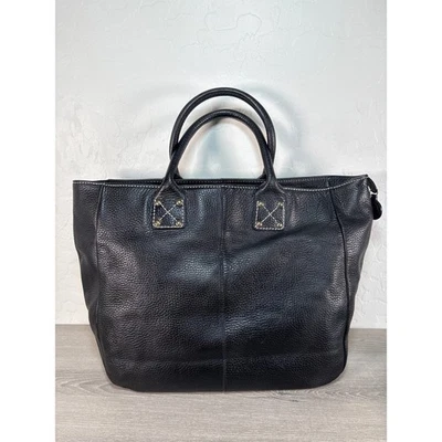 Vintage Gap Black Leather Purse Satchel Tote Y2K Interior Liner with Horses Stud - Image 1 of 4