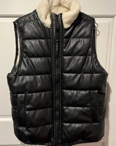 Rebecca Minkoff Vegan Leather Sherpa Reversible Vest With Pockets Size Large/XL - Picture 1 of 7