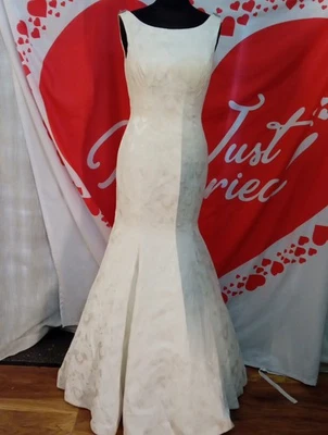 Wedding dress size 10 ivory brocade White Rose, see measurement chart, Y - Image 1 of 4