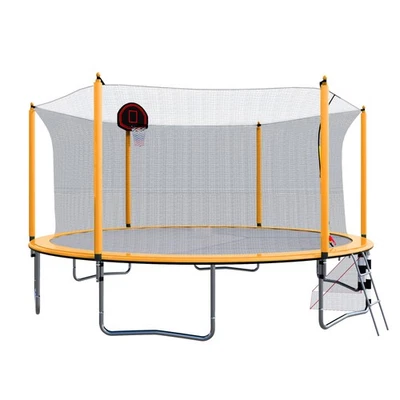 16FT Trampoline w/ Basketball Hoop Pump and Ladder Soccer Goal for Kids Outdoor - Image 1 of 4