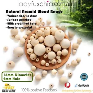 100 X 16mm Natural Wood Bead Unpainted Unfinished round Wooden Beads Spacer Ball - Picture 1 of 13