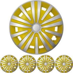 4x PREMIUM DESIGN Radkappen Radzierblenden Set "SPINEL" in Silber / Gelb 16 ZOLL - Bild 1 von 2