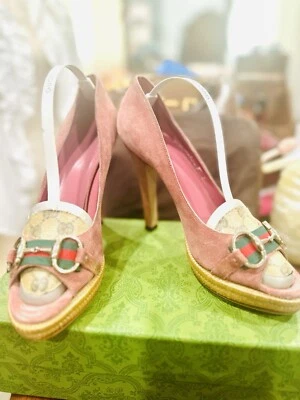 GUCCI Bomba Peep Toe Gamuza Rosa. 38,5 EU Foto 1 de 4