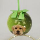 Yellow Labrador Christmas Ornament Green With Green Bow Snowflakes 3" Ball
