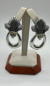 SBI Sterling Silver & 18K Yellow Gold Earrings with detachable hoop - Picture 1 of 6