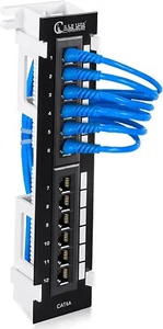 Cat6A 12 Port Patch Panel Vertical 1U Wall Mount Ethernet Punch Panel UTP RJ45 - Bild 1 von 6