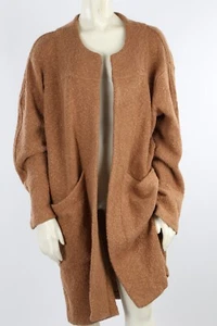 FREE PEOPLE Long Beige Knit Cardigan Sweater Coatigan Size M - Picture 1 of 8