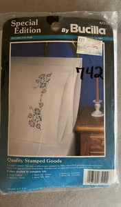 Bucilla Special Edition Stamped Cross Stitch Morning Glory Pillowcase Pair NOS - Picture 1 of 7