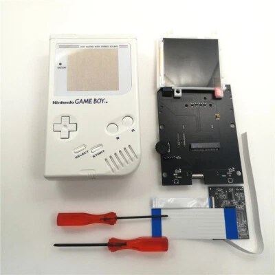 Pure White Pre-cut Shell w/White Lens & OSD Version RIPS LCD iPS Kit For DMG GBO - Image 1 of 4