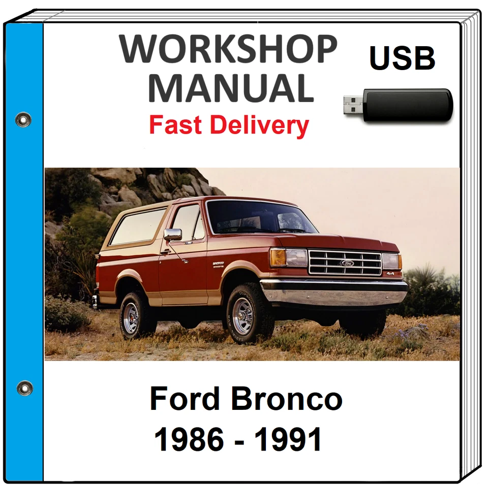FORD BRONCO 1986 1987 1988 1989 1990 1991 SERVICIO REPARACIÓN TALLER MANUAL USB Foto 1 de 1