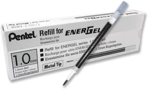 12 pcs PENTEL ENERGEL NEEDLE TIP ROLLERBALL PEN REFILL Black 1.0mm (LR10) - Picture 1 of 3