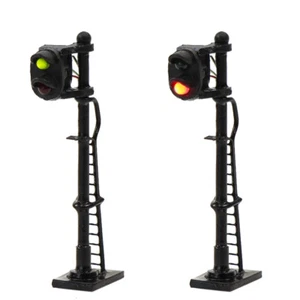 Señales de tren escala N modelo ferrocarril 3 piezas 2 luces señal de bloque 1:150 JTD1508GR - Imagen 1 de 6