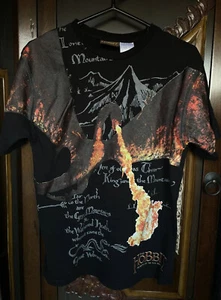 Vintage Warner Bros The Hobbit Dragon Graphic Shirt Rare Black Small - Picture 1 of 3