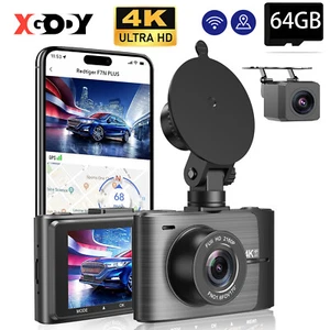 Dashcam Auto Vorne Hinten, 4K Dual Dash Cam mit 64GB SD Karte, WiFi Kamera - Bild 1 von 13