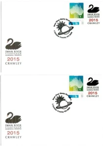 Stamps 2015 Australia Swan River perfins Stampshow Crawley pair souvenir covers - Picture 1 of 1
