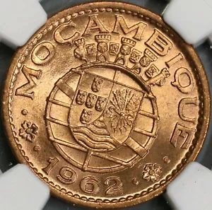 1962 NGC MS 65 RED Mozambique 1 Escudo Portugal Africa Colony Coin (21090404C) - Picture 1 of 5