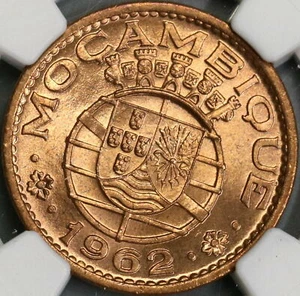 1962 NGC MS 65 RED Mozambique 1 Escudo Portugal Africa Colony Coin (21090404C) - Picture 1 of 5