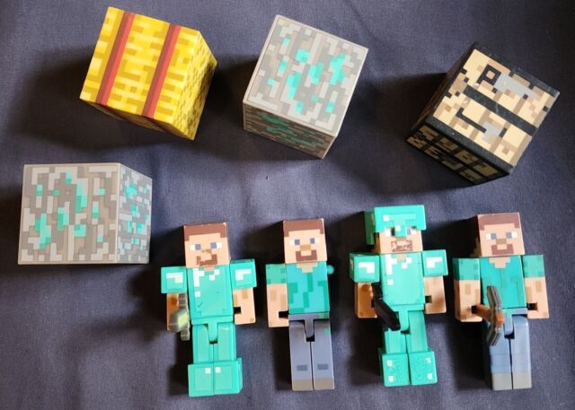 Boneco Minecraft Steve De E Cavalo Com Armadura De Diamante