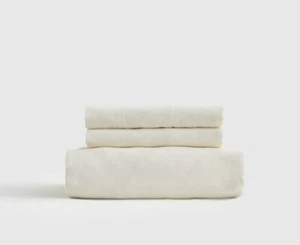 NWOT QUINCE EUROPEAN LINEN FITTED 3 PIECE QUEEN SHEET SET IVORY FLAX SHEETS - Picture 1 of 11