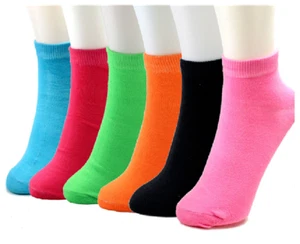 12 Pairs Womens Ankle Socks Soild Multi Colors Size 9-11 Cotton Casual - Picture 1 of 2