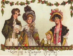 *Postcard-"Christmas-"The 3 Carolers with Child" {*Pro-2}- - Picture 1 of 2