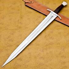  Custom Handmade D2 Steel Hunting Sword With Leather Sheath