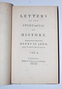 1752 Letters on the Study and Use of History Henry St John Bolingbroke Scarce - Picture 1 of 8