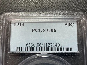PCGS G-6 1914-p Barber Half Dollar Y and part of L,T - Picture 1 of 5