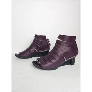 Trippen Women's Size 8 Palisade Leather Aubergine Purple Wedge Slat Rubber Shoes - Picture 1 of 9